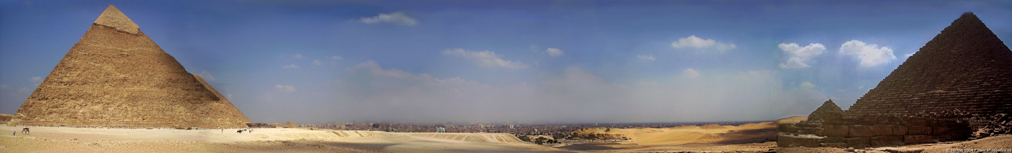 Giza pyramids panorama Giza pyramids, Menkaure pyramid, Khufu pyramid, Khafre pyramid, Giza, Egypt 2004,travel, photography,favorites, panoramas