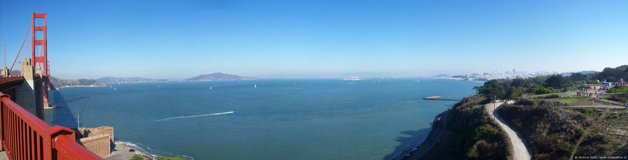 San Francisco Bay panorama San Francisco Bay, Golden Gate Bridge, San Francisco, California, United States 2008,travel, photography, panoramas