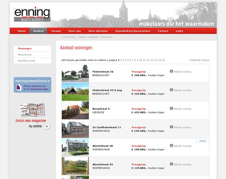 NVM wonen website RW work, websites, portfolio, html, css, coldfusion