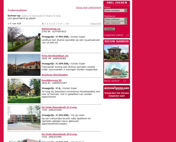 NVM wonen website RW work, websites, portfolio, html, css, coldfusion