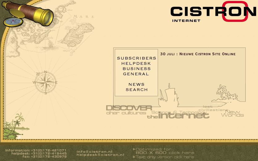 Cistron Internet ISP work, websites, portfolio, Cistron, html, perl, linux