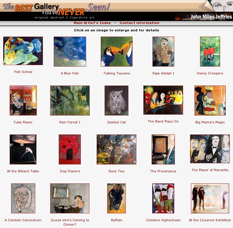 The Best Gallery You've Never Seen! freelance work, websites, portfolio, html, perl, coding, Jefrries, Hersman, Wiersum